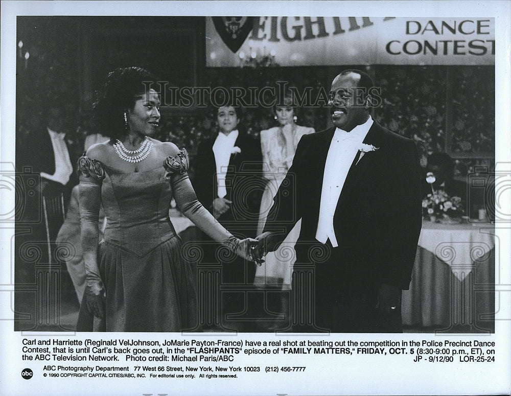 1990 Press Photo Reginald VelJohnson &amp; JoMarie Payton-France in &quot;Family Matters&quot;- Historic Images