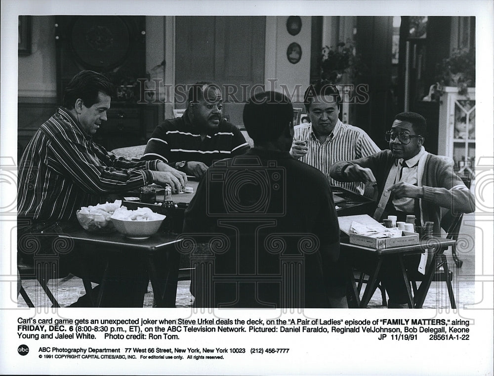 1991 Press Photo &quot; Family Matters&quot; J White,Faraldo,VelJohnson,Delegal, Young- Historic Images