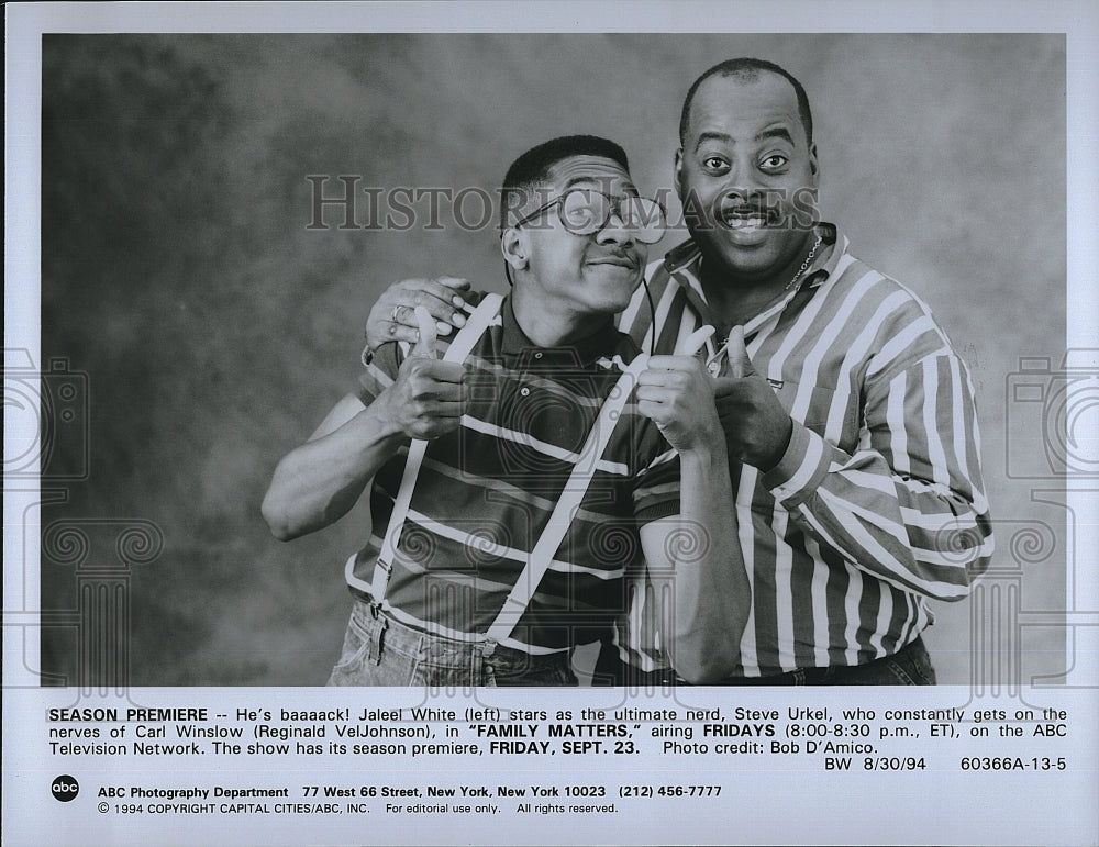 1994 Press Photo Actor Jaleel White, Reginald VelJohnson, Family Matters- Historic Images