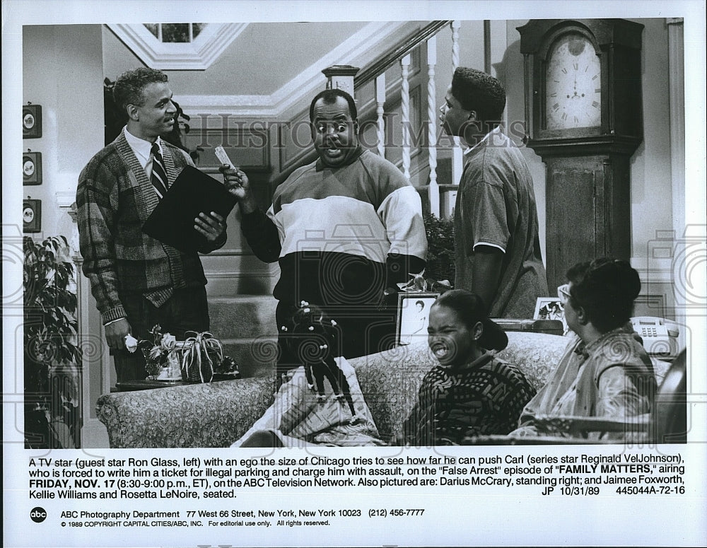 1989 Press Photo Actor Ron Glass, Reginald VelJohnson, Darius McCrary, R LeNoire- Historic Images