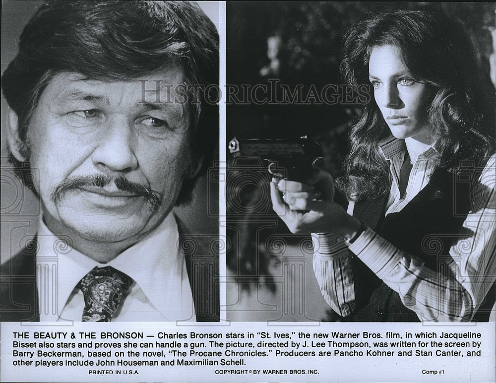 1976 Press Photo &quot;St Ives&quot; Charles Bronson, Jacqueline Bisset- Historic Images