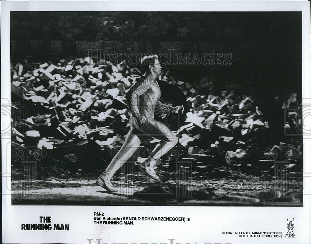 1987 Press Photo Actor Arnold Schwarzenegger in &quot;The Running Man&quot;- Historic Images