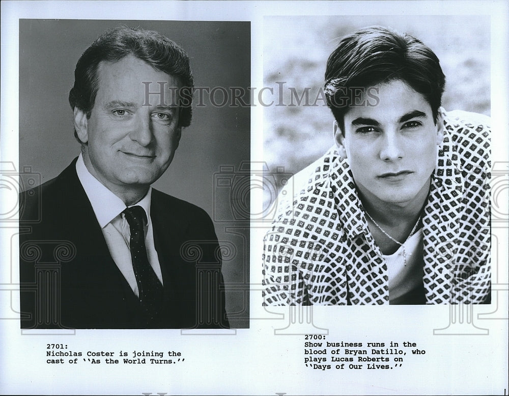 Press Photo Nicholas Coster As The World Turns Bryan Datillo Days of Our Lives- Historic Images