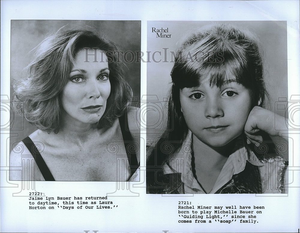 Press Photo Jaime Lyn Bauer Days of our Lives Rachel Miner Guiding Light- Historic Images