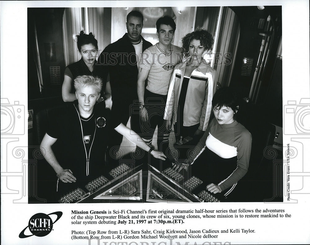 1997 Press Photo &quot;Mission Genesis&quot; S Sahr,C Kirkwood,J Cadieux,K Taylor- Historic Images