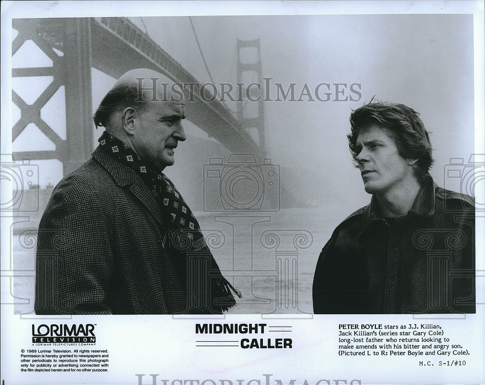 1989 Press Photo "Midnight Caller" Peter Boyle & Gary Cole- Historic Images