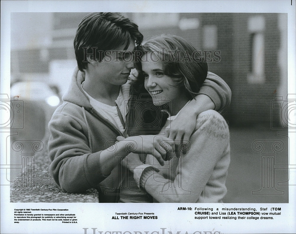 1983 Press Photo Actor Tom Cruise &amp; Lea Thompson in &quot;All the Right Moves&quot;- Historic Images