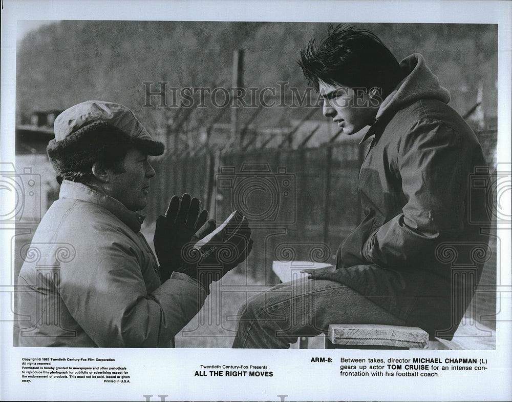 1983 Press Photo Actors Tom Cruise & Michael Chapman in "All the Right Moves"- Historic Images