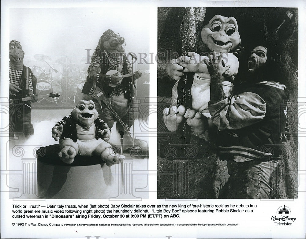 1992 Press Photo Baby Sinclair of Diensy&#39;s &quot;Dinosaurs&quot;- Historic Images