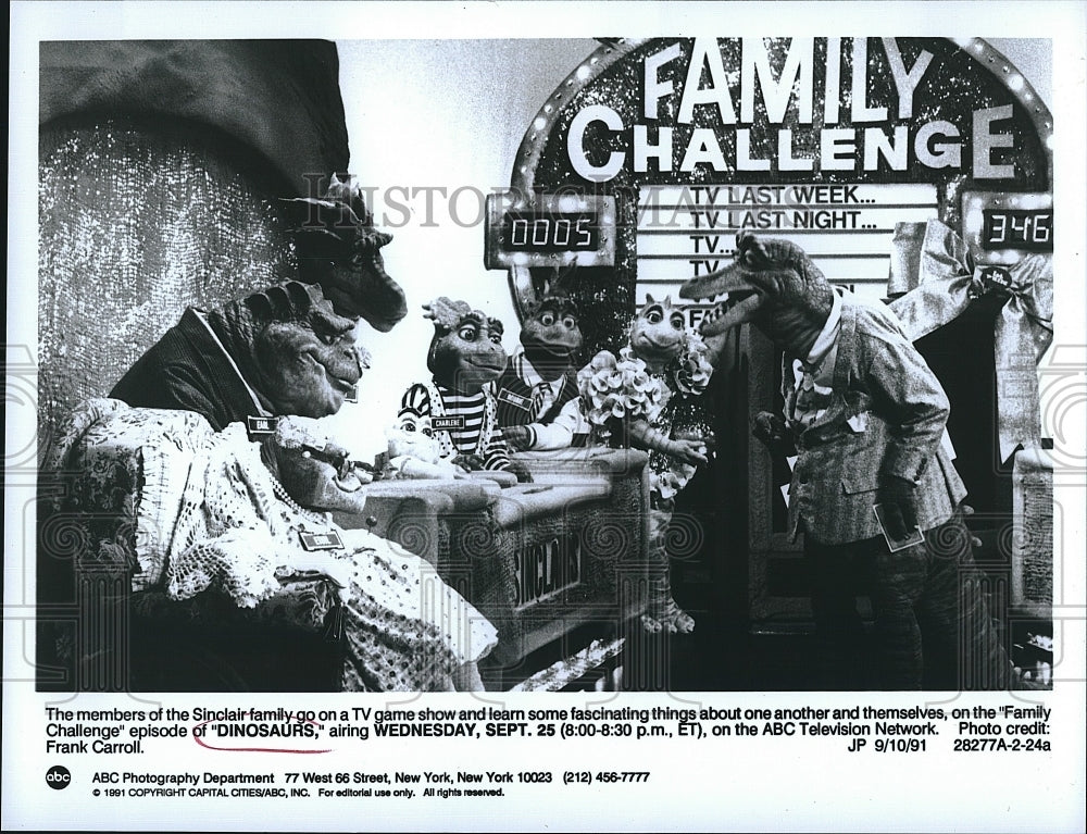 1991 Press Photo Sinclair Family of ABC&#39;s &quot;Dinosaurs&quot;- Historic Images