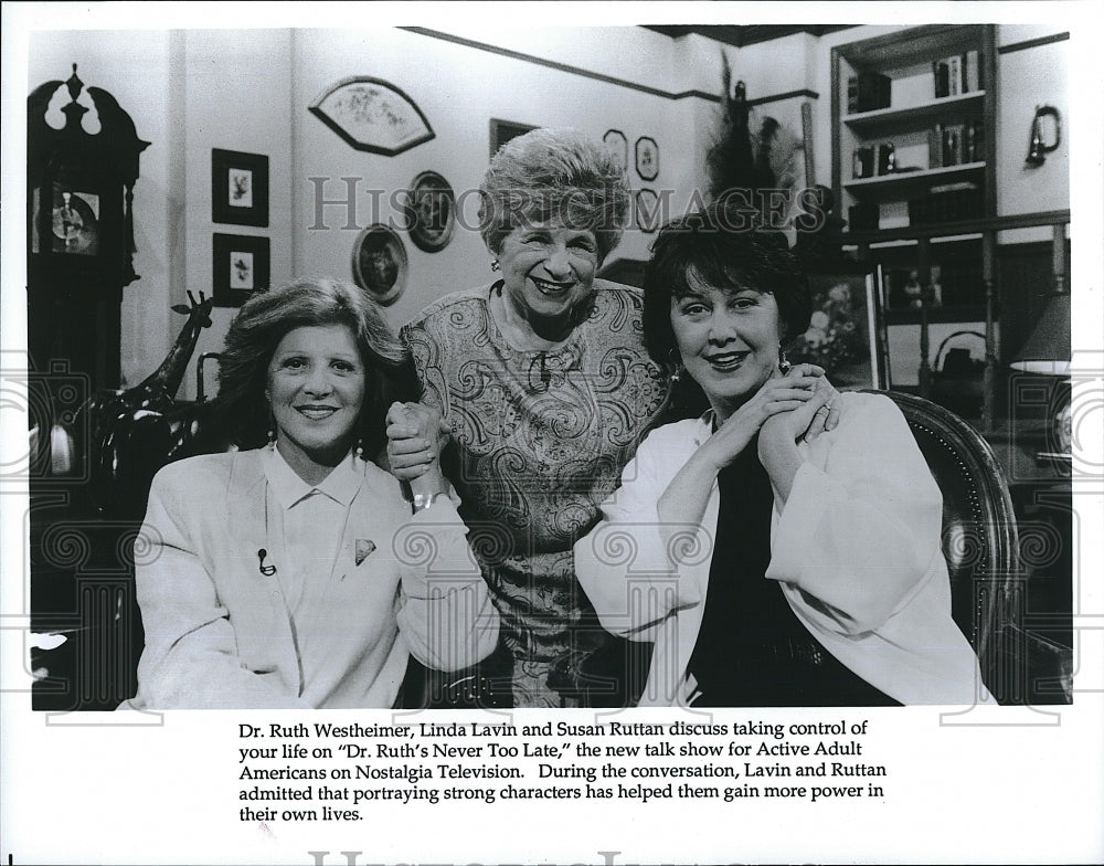 Press Photo Dr. Ruth Westheimer Host &quot;Dr. Ruth&#39;s Never Too Late&quot; Linda Lavin- Historic Images