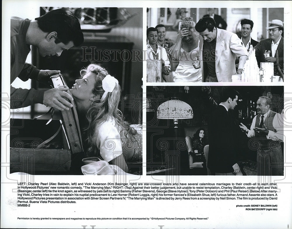 1991 Press Photo Alec Baldwin and Kim Basinger in "The Marrying Man"- Historic Images