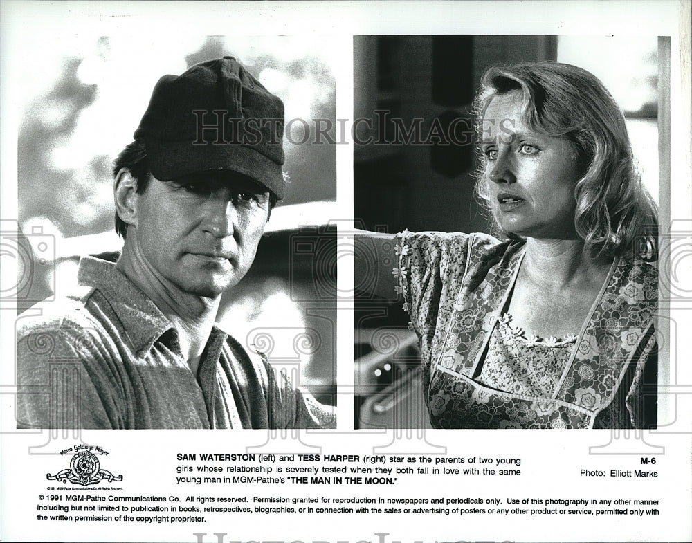 1991 Press Photo Sam Waterston and Tess Harper in &quot;The Man in the Moon&quot;- Historic Images