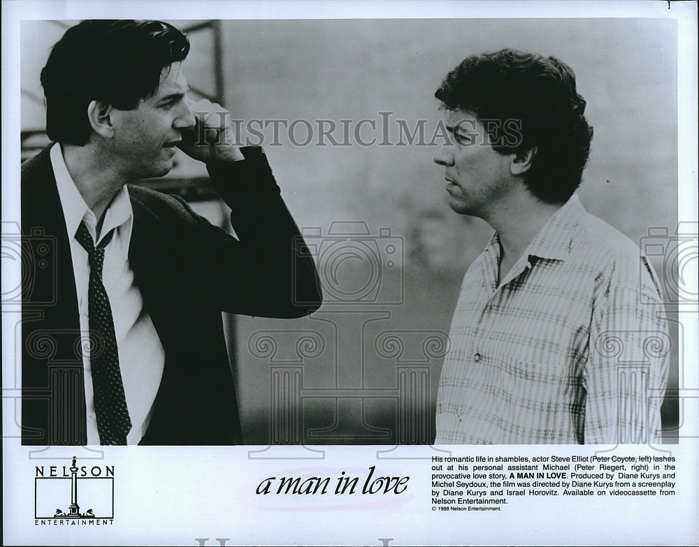 1988 Press Photo Peter Coyote and Peter Riegert in &quot;A Man in Love&quot;- Historic Images