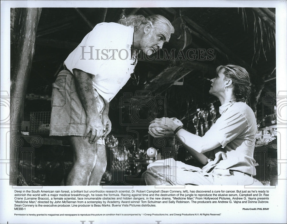 1992 Press Photo Sean Connery and Lorraine Bracco in &quot;Medicine Man&quot;- Historic Images