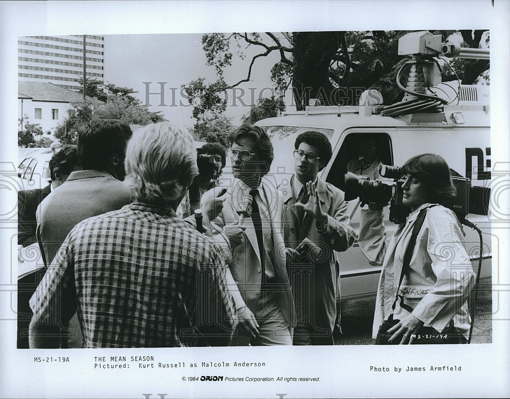 1984 Press Photo Kurt Russell and Malcolm Anderson in &quot;The Mean Season&quot;- Historic Images