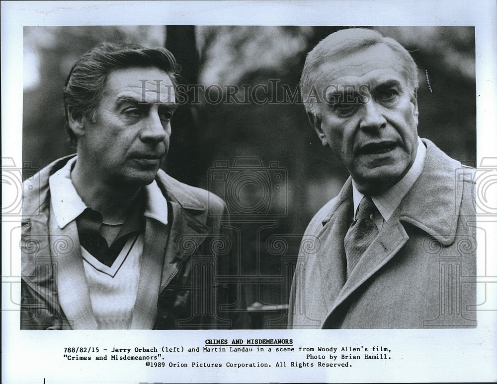 1989 Press Photo Jerry Orbach, Martin Landau &quot;Crimes and Misdemeanors&quot;- Historic Images