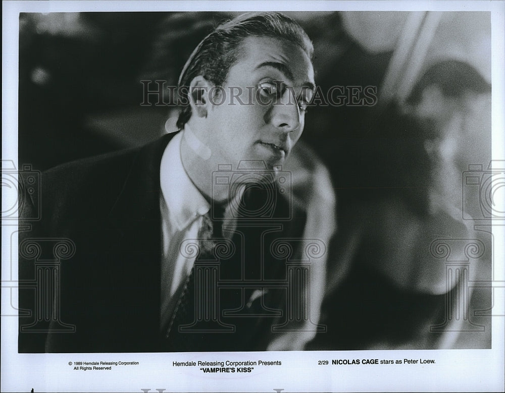 1989 Press Photo Nicolas Cage stars in &quot;Vampire&#39;s Kiss&quot;- Historic Images