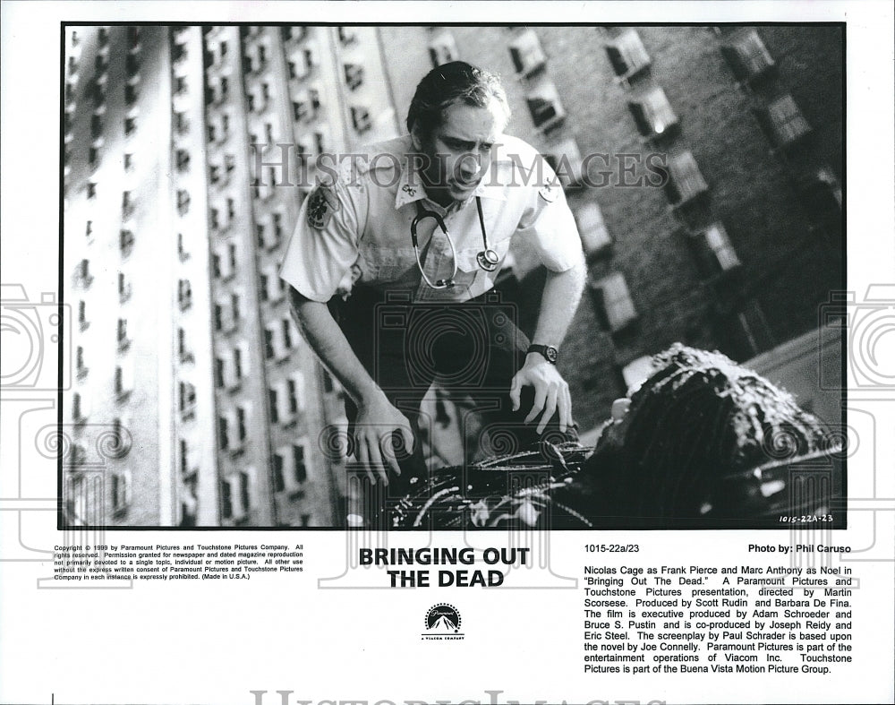 1999 Press Photo Nicolas Cage in "Bringing Out the Dead"- Historic Images