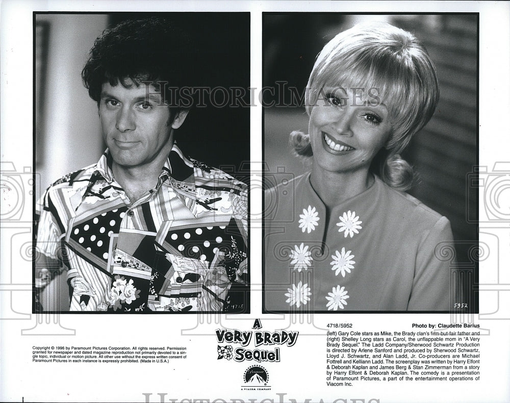 1996 Press Photo Gary Cole & Shelley Long Star In "A Very Brady Sequel"- Historic Images