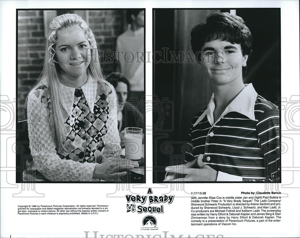 1996 Press Photo Actress Jennifer Cox &amp; Paul Sutera In &quot;A Very Brady Sequel&quot; - Historic Images