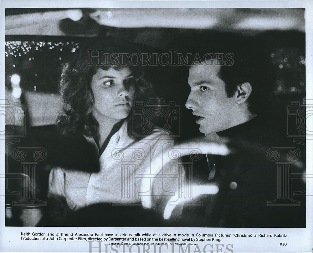 1983 Press Photo Actor Keith Gordon &amp; Alexandra Paul In &quot;Christine&quot;- Historic Images