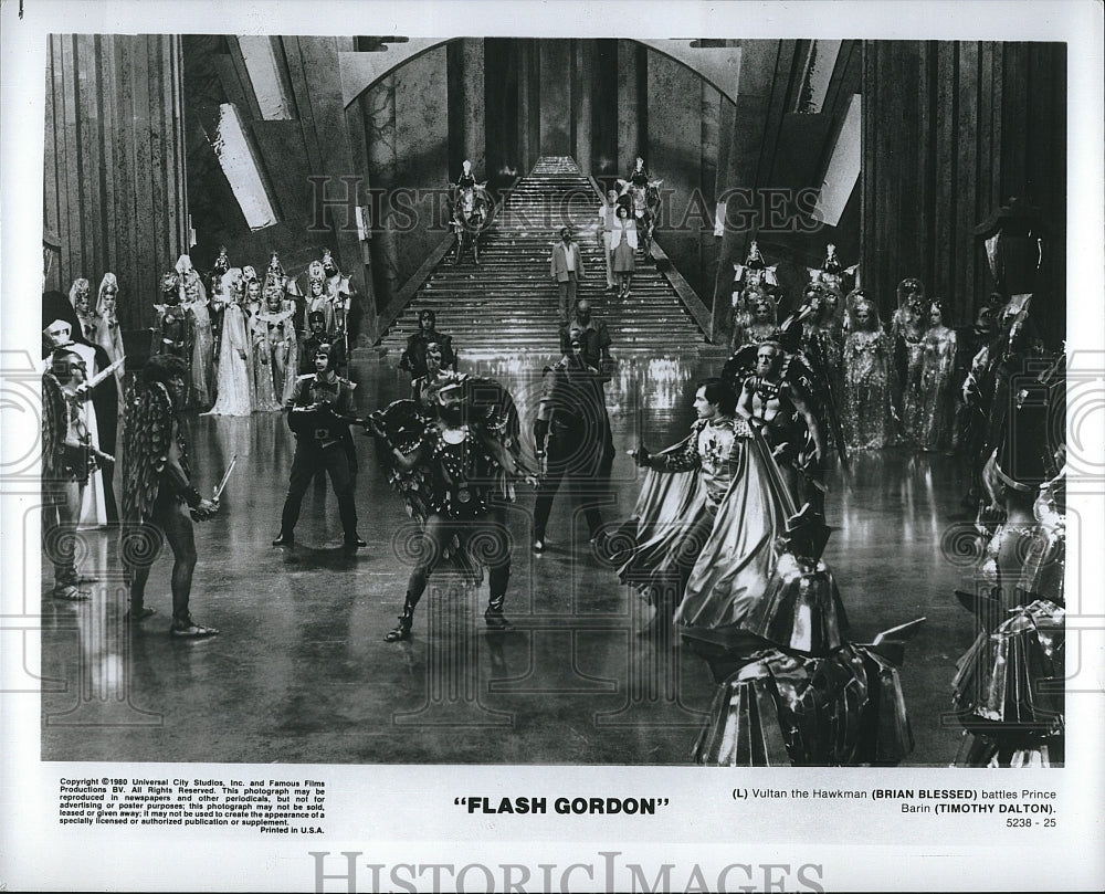 1980 Press Photo Brian Blessed &amp; Timothy Dalton star in &quot;Flash Gordon&quot;- Historic Images