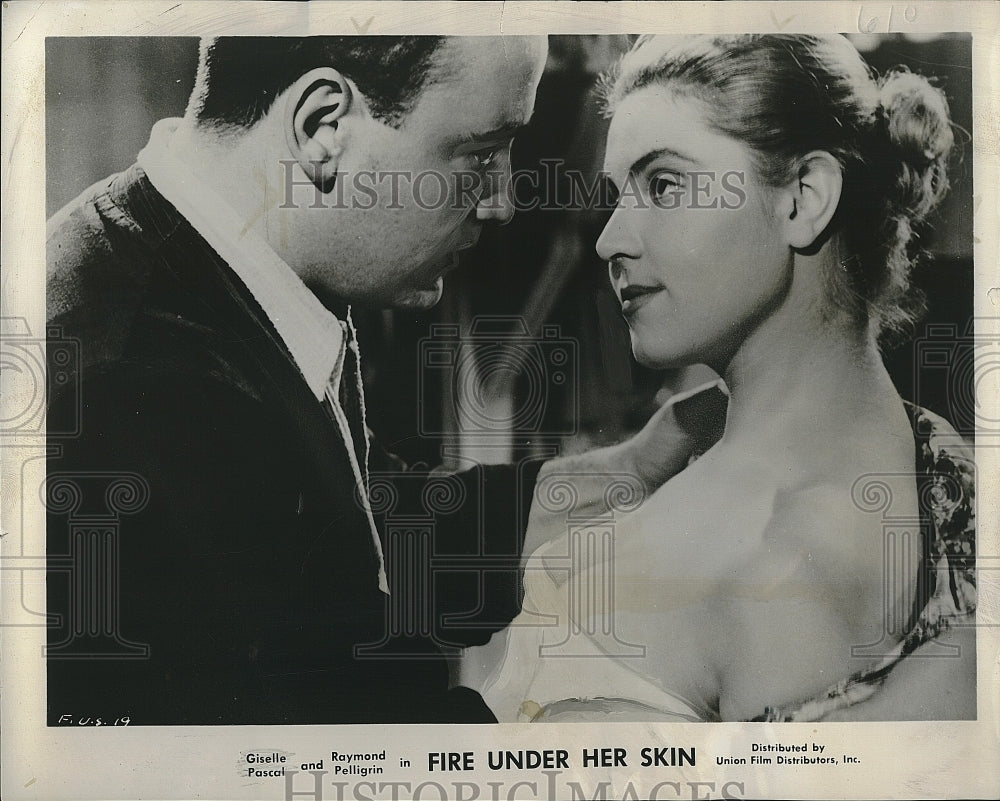 1957 Press Giselle Pascal and Raymond Pelligrin in &quot;Fire Under her Skin&quot;.- Historic Images