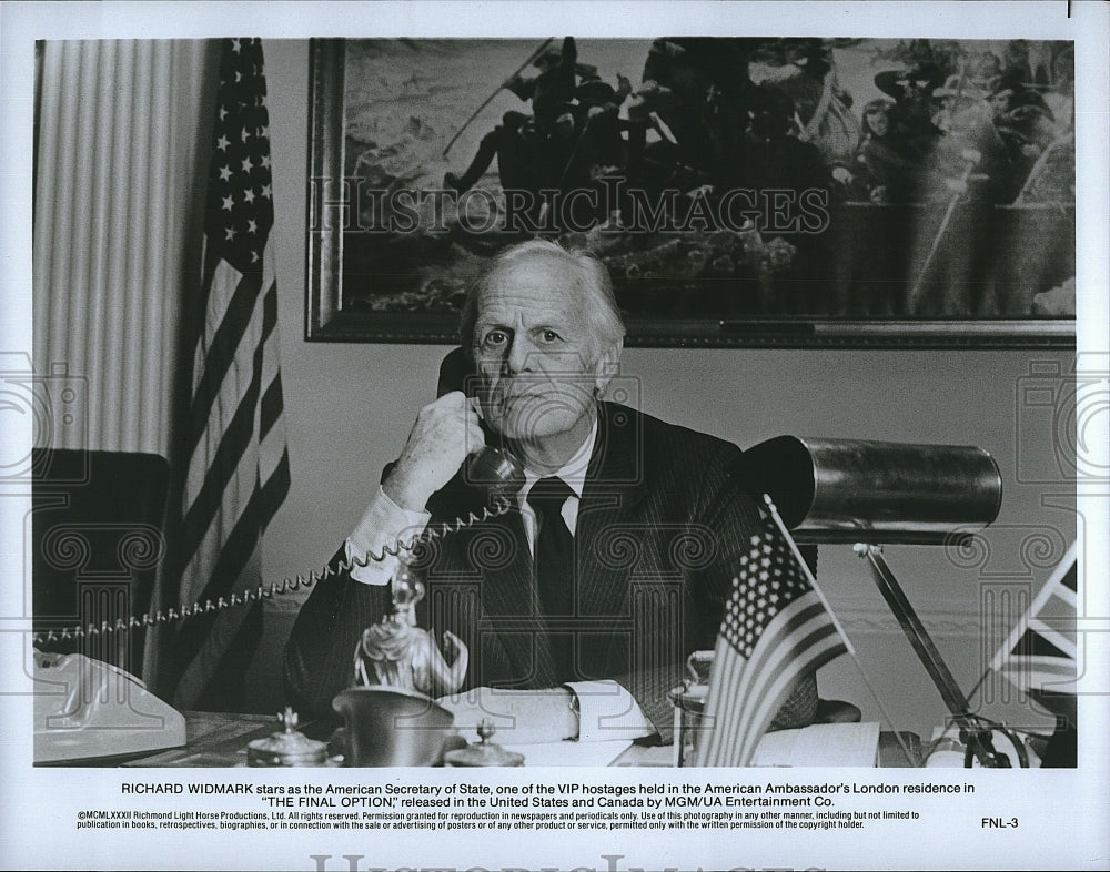 1982 Press Photo Richard Widmark in The Final Option- Historic Images