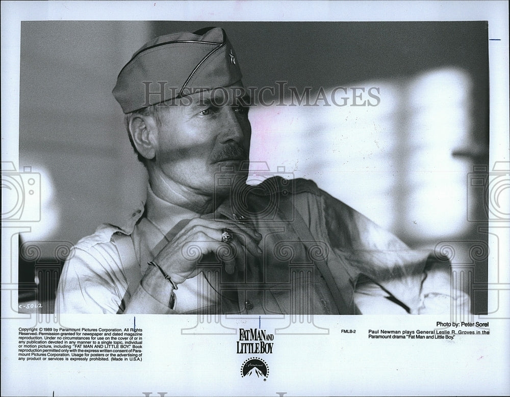 1989 Press Photo Actor Paul Newman in &quot;Fat Man &amp; Little Boy&quot;- Historic Images