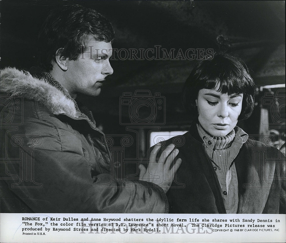 1968 Press Photo Actors Keir Dullea and Anne Heywood in "The Fox"- Historic Images