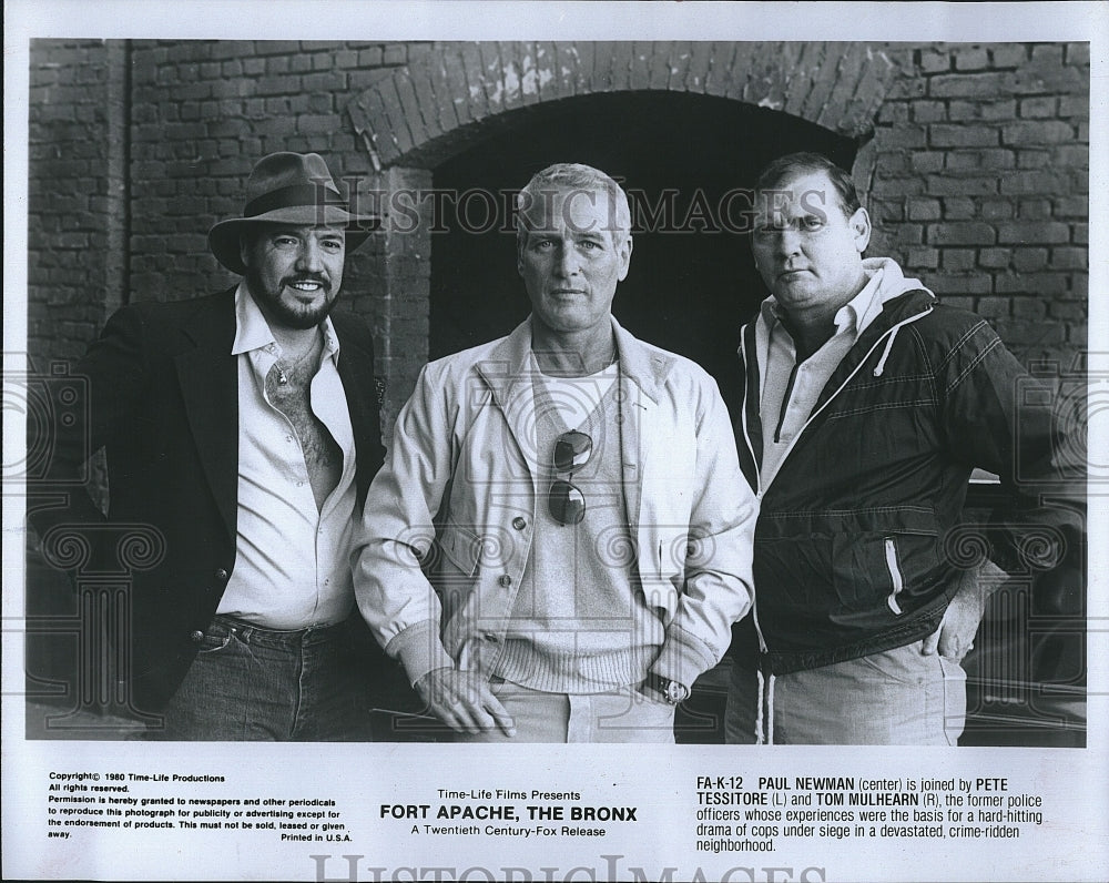 1980 Press Photo Paul Newman Peter Tessitore Mulhearn &quot;Fort Apache The Bronx&quot;- Historic Images