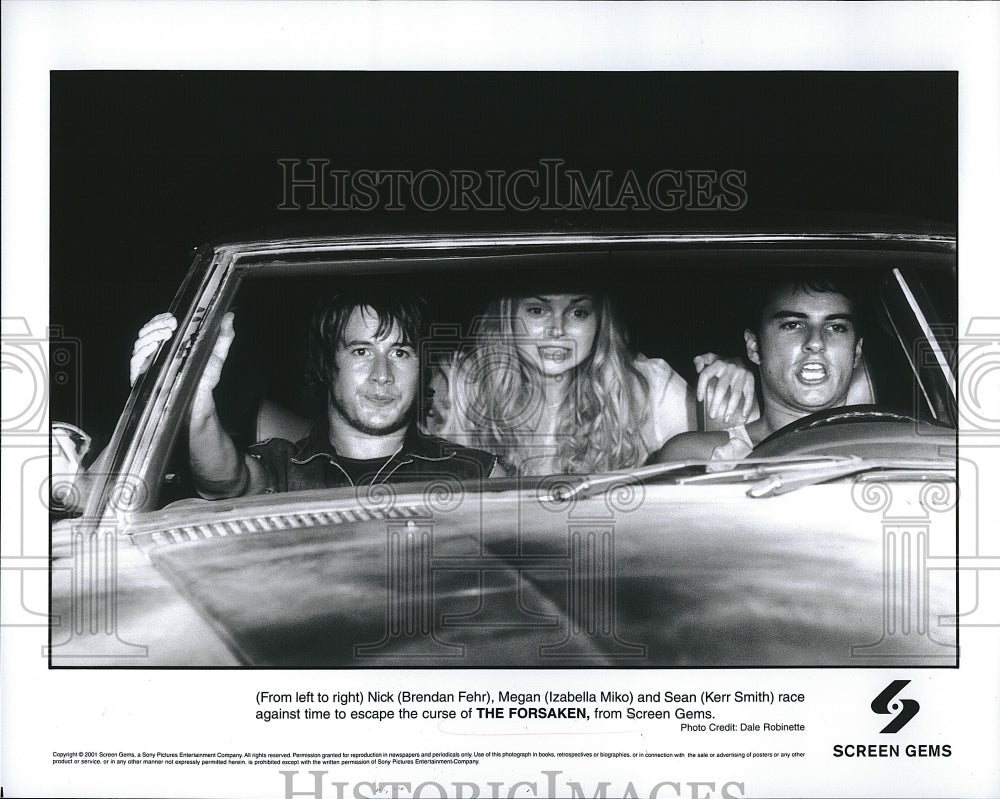 2001 Press Photo Actors Brendan Fehr Izabella Miko Kerr Smith in &quot;The Forsaken&quot;- Historic Images