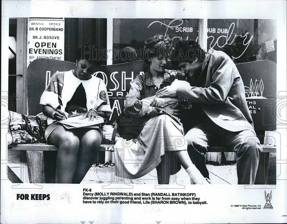 1988 Press Photo Molly Ringwald, R. Batinkoff, Sharon Brown &quot;For Keeps&quot;- Historic Images