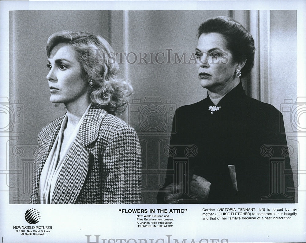 1987 Press Photo Victoria Tennant, Louise Fletcher &quot;Flowers in the Attic&quot;- Historic Images