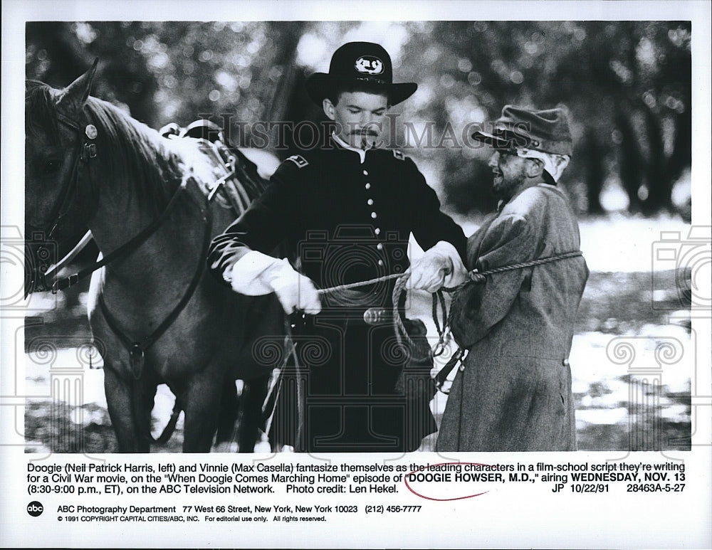 1991 Press Photo Neil Patrick Harris, Max Casella, &quot;Doogie Howser, M.D.&quot;- Historic Images