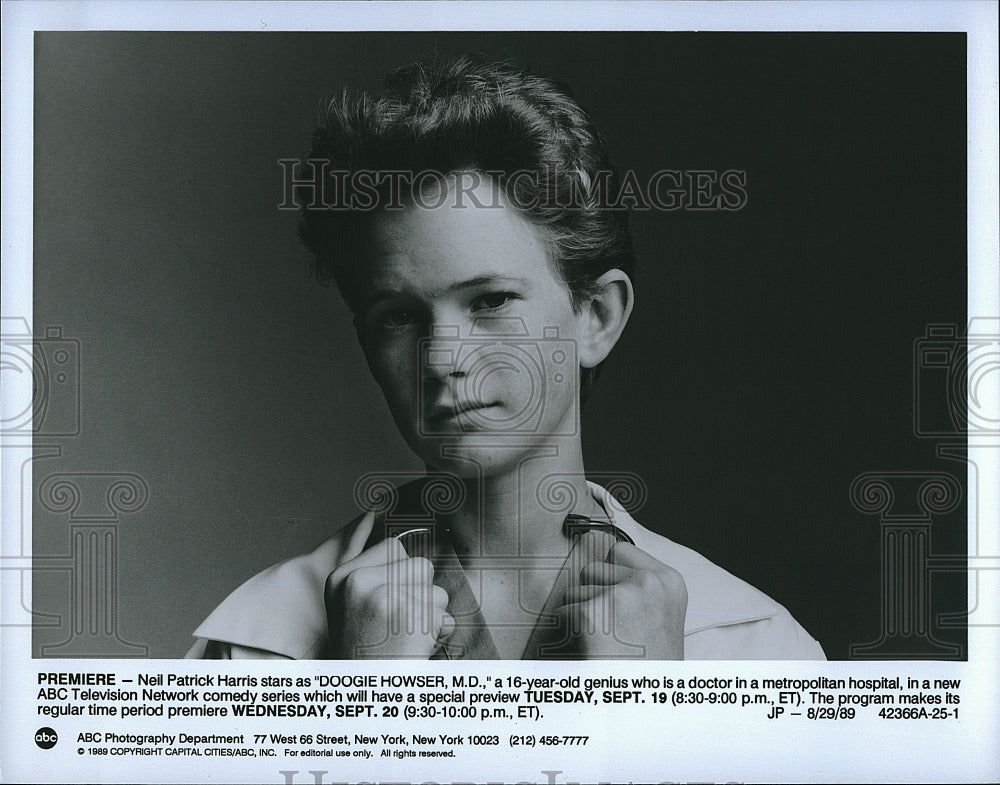 1989 Press Photo &quot;Doogie Howser M.D.&quot; Neil Patrick Harris stars- Historic Images