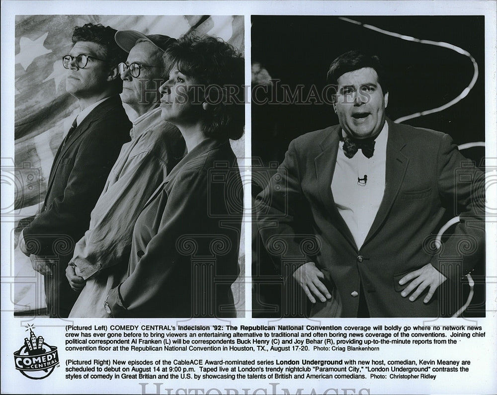 1992 Press Photo  &quot;Comedy Central&quot; Buck Henry,Joy Behar,Al Franken - Historic Images