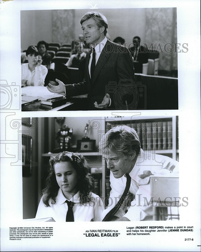 1986 Press Photo Robert Redford &amp; Jennie Dundas Stars In &quot;Legal Eagles&quot;- Historic Images