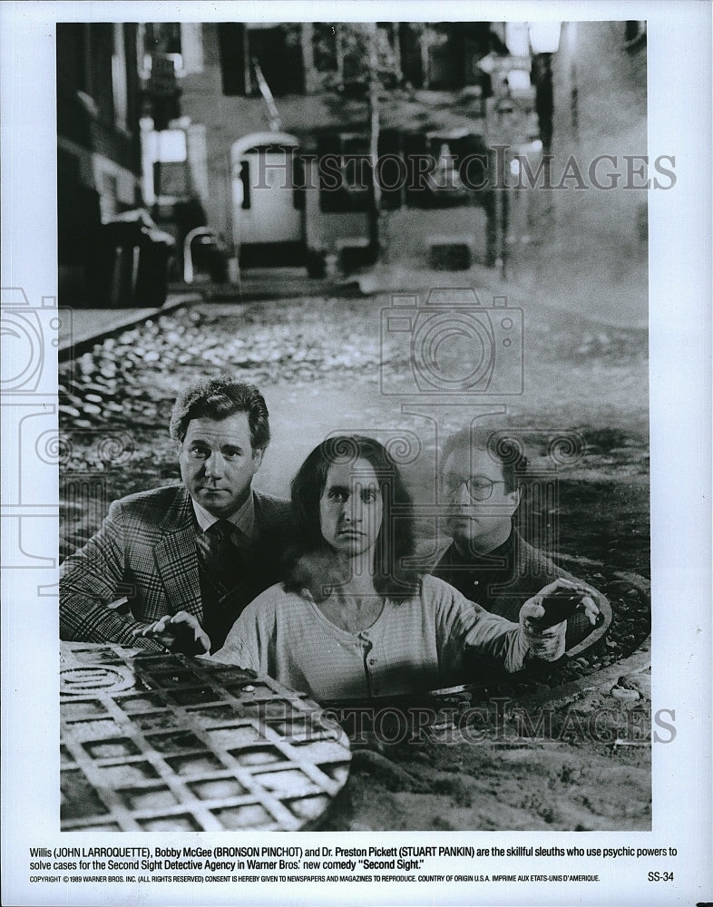 1989 Press Photo John Larroquette Bronson Pinchot Stuart Pankin Second Sight- Historic Images