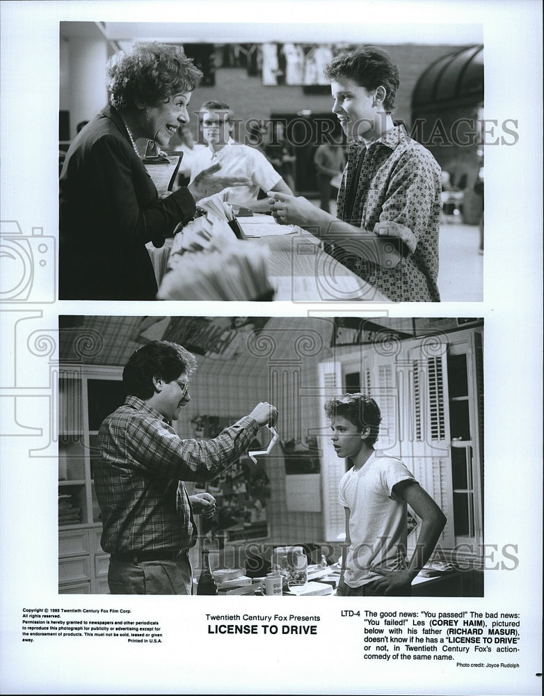 1988 Press Photo &quot;License To Drive&quot; Corey Haim,Richard Masur- Historic Images