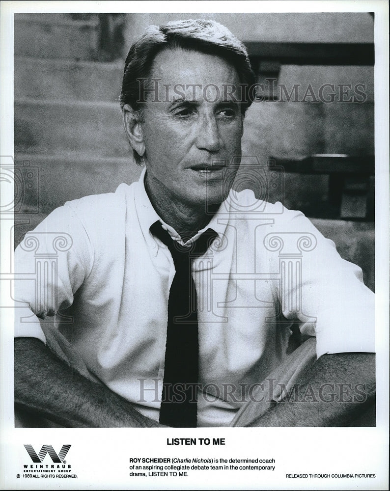 1989 Press Photo Actor Roy Scheider &quot;Listen to Me&quot;- Historic Images