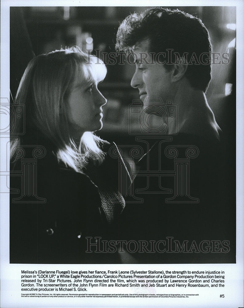 1989 Press Photo Barlanne Fluegel and Sylvester Stallone in "Lock Up"- Historic Images