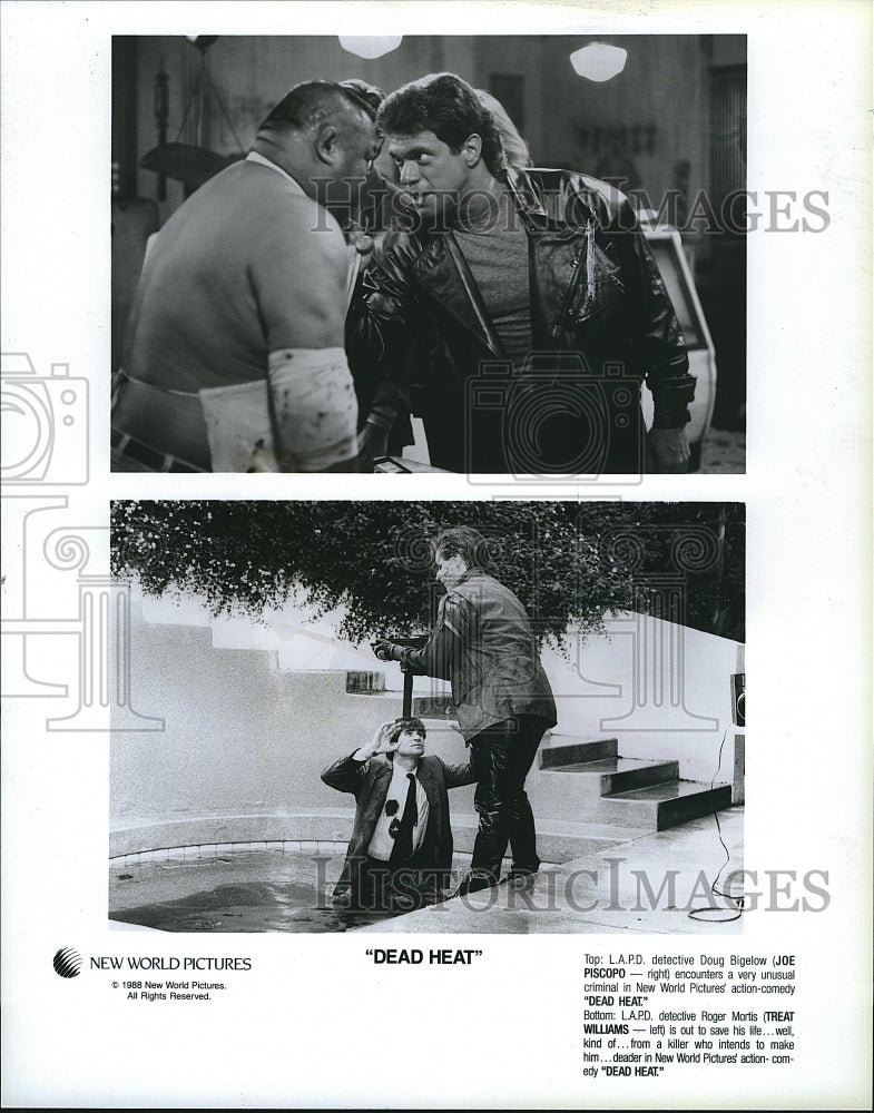 1988 Press Photo Joe Piscopo Actor Treat Williams Dead Heat Action Comedy Movie- Historic Images