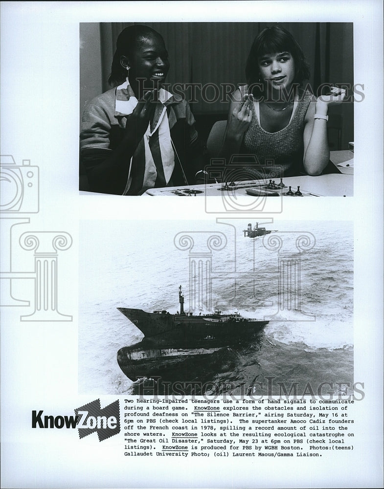 1978 Press Photo &quot;Know Zone&quot; on PBS for oil spills &amp; deafness- Historic Images