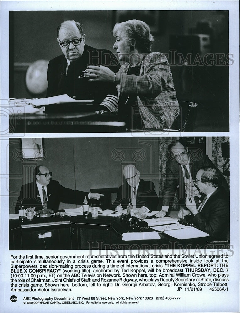 1989 Press Photo Scenes From &quot;The Koppel Report The Blue X Conspiracy- Historic Images