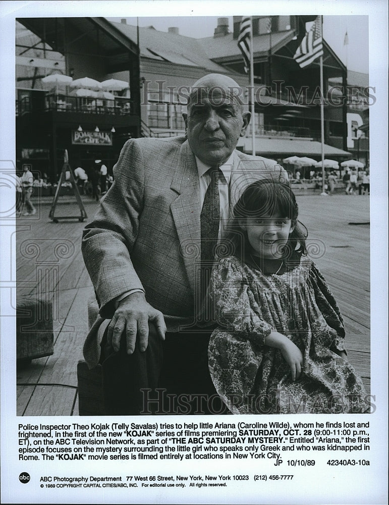 1989 Press Photo Telly Savalas, Caroline Wilde &quot;Kojak&quot;- Historic Images