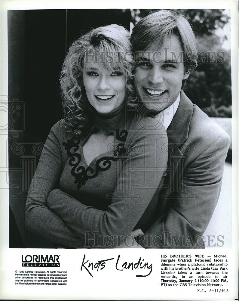 1989 Press Photo Patrick Petersen, Lar Park Lincoln &quot;Knots Landing&quot;- Historic Images