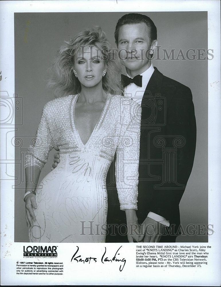 1987 Press Photo Donna Mills, Michael York &quot;Knots Landing&quot;- Historic Images