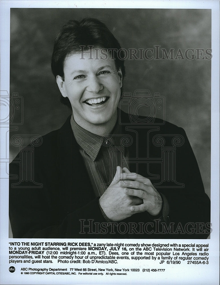 1990 Press Photo Rick Dees &quot;Into the Night Starring Rick Dees&quot;- Historic Images